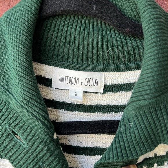 Whiteroom & cactus long sleeve 1/4 in button collared neckline striped sweater - Picture 2 of 6